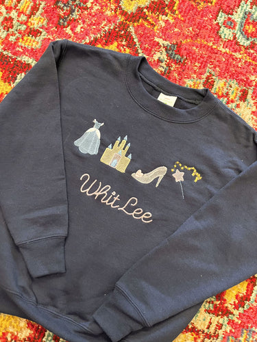 Cinderella Stitch Kids Crewneck + Personalization