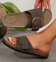 Brown Leather Slippers + Gold Buckle