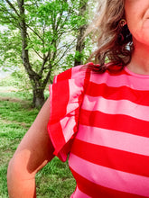 Red + Pink Stripe Dress