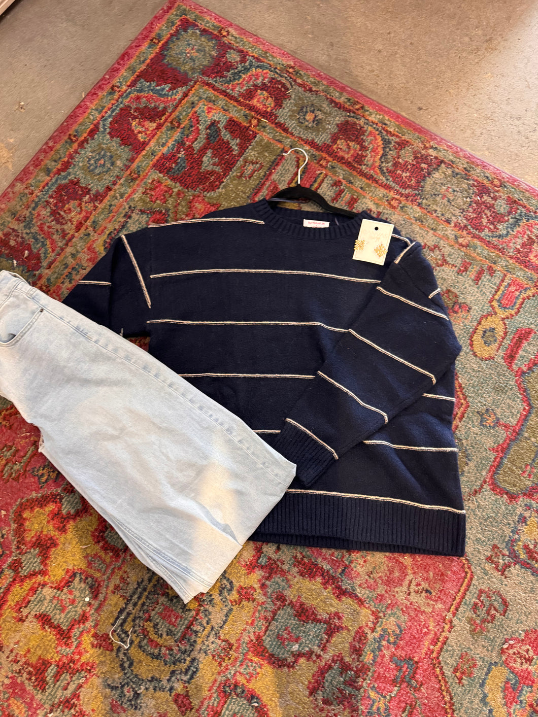 Navy Sweater + Stripes