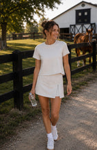 Oatmeal Grey Top + Slit Skort Set
