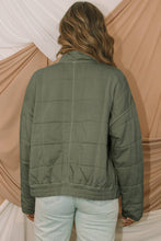Zip-Up Pocket Quilted Jacket: Green / Missy / XL