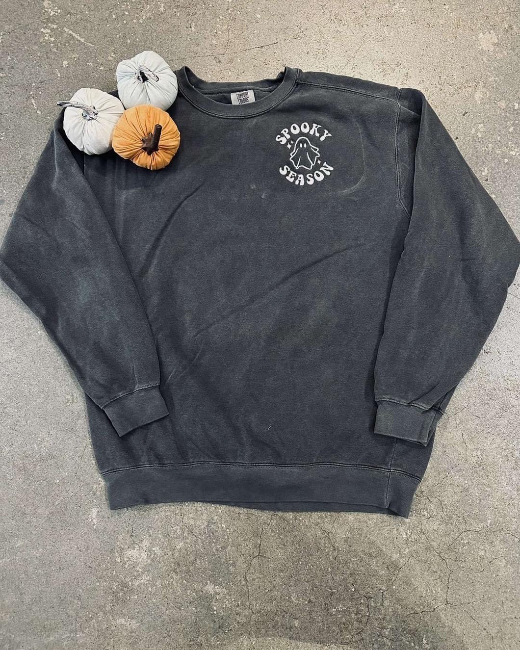 Spooky Season Adult Embroidered Comfort Colors Sweatshirt  + Charcoal