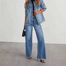 Relaxed Wide Leg Side Seam Frayed Hem Jeans: DENIM BLUE / S