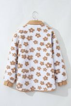 Floral Button-Up Fleece Pocketed Jacket: Light French Beige / S