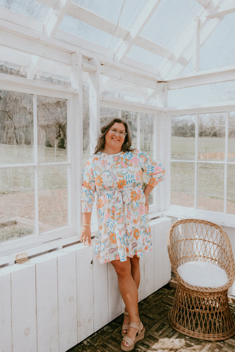 [PLUS] Paisley Floral Dress + Belted
