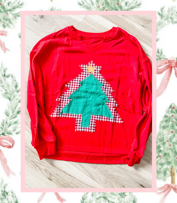 Christmas Tree Applique Pullover