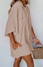 Taupe Button Down Collard Romper