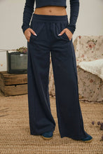 ELASTIC WAIST SIDE PANEL KNIT LOUNGE PANTS: NAVY
