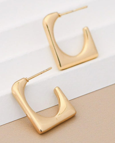 Gold Square Hoops