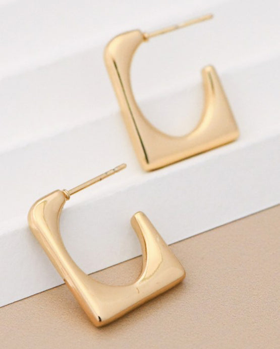 Gold Square Hoops