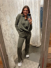 Waffle Olive Flare Sweatpants