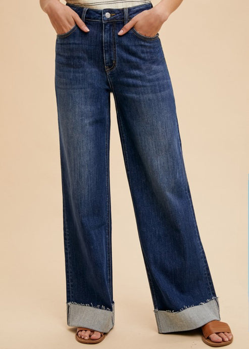 Dark Denim Barrel Jean + Loose Leg