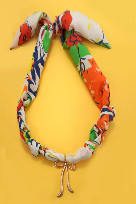 Scarf Necklace + Red Mix + Bow