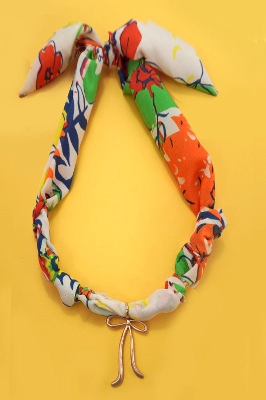 Scarf Necklace + Red Mix + Bow