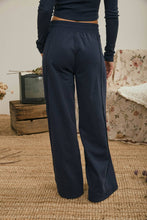 ELASTIC WAIST SIDE PANEL KNIT LOUNGE PANTS: NAVY