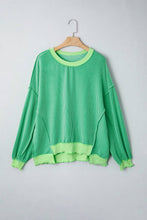 LAS Twisted Rib Uneven Hem Drop Shoulder Knit Top (S-XL): Bright Green / Missy / S