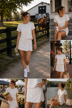 Oatmeal Grey Top + Slit Skort Set