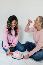 Light Pink Cropped Sweater + Red Bows + Pocket