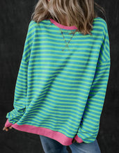 Green Mix Stripe + Hot Pink Hem