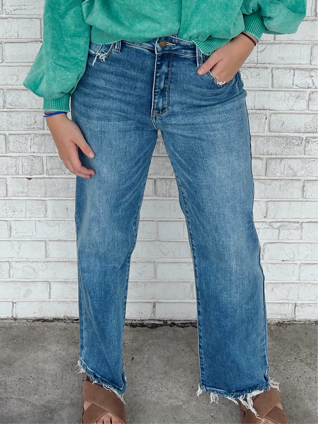 Super High Rise Straight Jean + Raw Hem