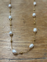 Beaded Pearl Gold Necklace