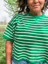 Kelly Green + White Stripe Terry Knit Top