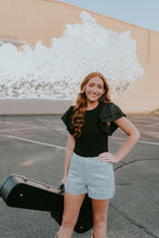 Denim short +sequins