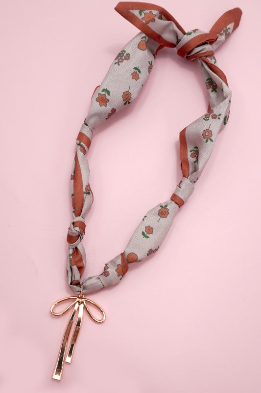 Scarf Necklace + Rust Floral Mix + Bow