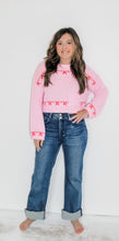 Light Pink Cropped Sweater + Red Bows + Pocket