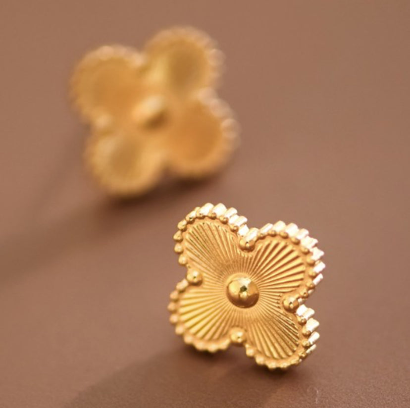 Gold Clover Studs