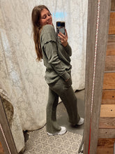 Waffle Olive Flare Sweatpants