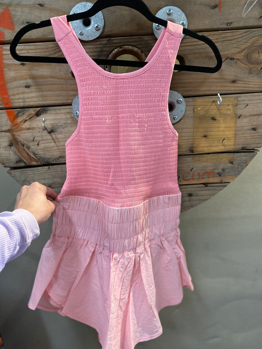 Baby Pink Sporty Romper + Smocked Chest