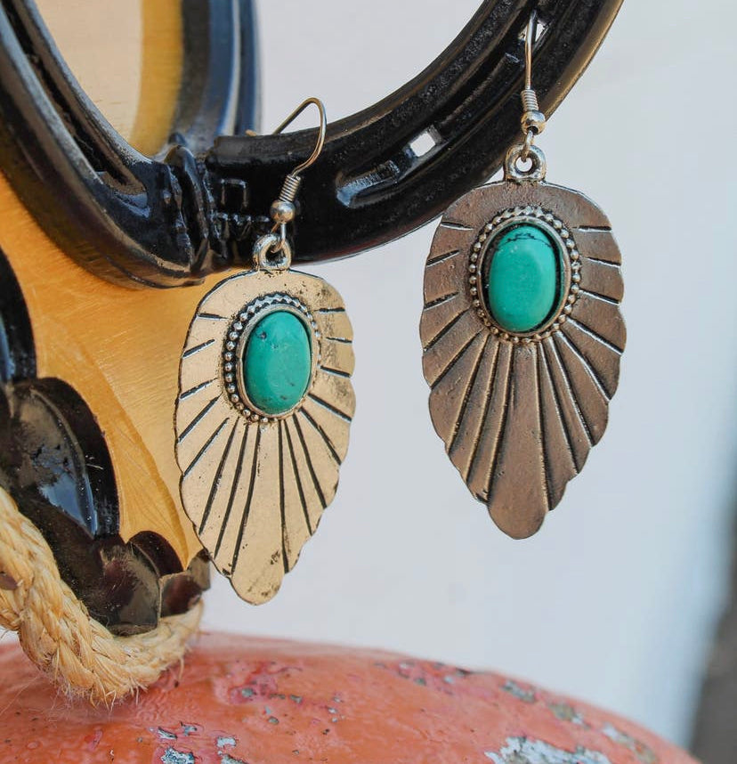 Silver + Turquoise Feather Earrings