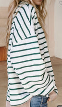 Olive Stripe Top + Beige Waffle Hem