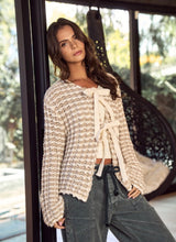 Lattice Charm Cozy Cardigan + Bow Knit