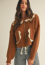 Roasted Camel Vintage Lace Cardigan + Zipper