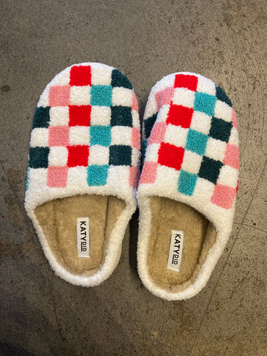 Checkered Christmas Slippers