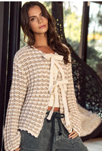 Lattice Charm Cozy Cardigan + Bow Knit