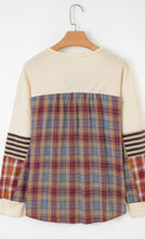 Waffle Knit + Fall Flannel Mix Top