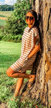 Oatmeal + Brown Striped Dress + Pockets