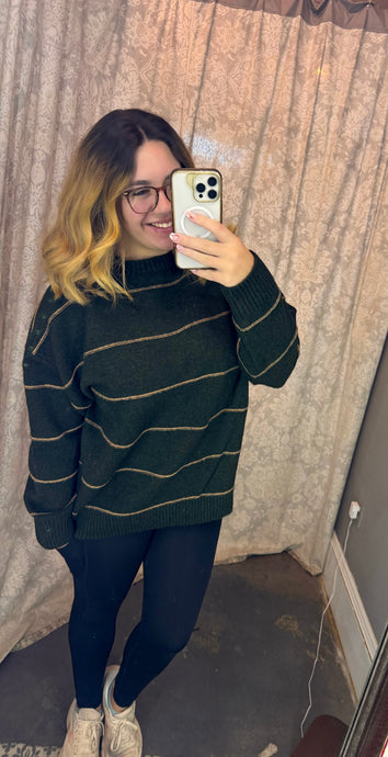 Olive Green Striped Sweater