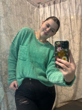 Kelly Green Knit Sweater + Pocket