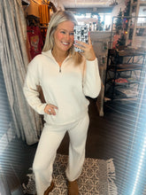 Soft Knit Quarter Zip Sweater + Flare Lounge Pants