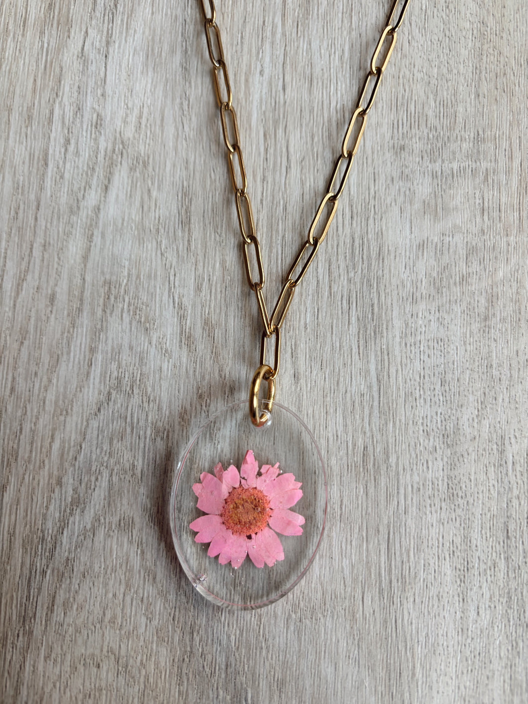 Miss Press Pink Daisy Necklace