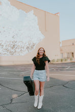 Light Denim Shorts + Sewn In Sequins