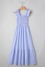 Baby Blue Gingham Maxi + Ruffle Straps