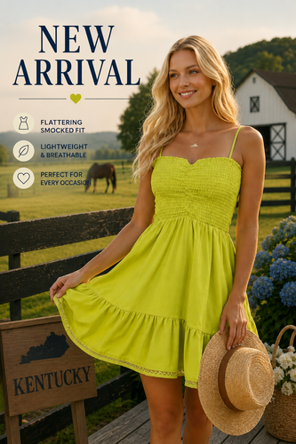 Kiwi Sun Dress + Smocked Chest + Lace Trim