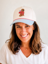 Golden Retriever + Flag Trucker Hat