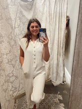 Creme Button Down Jumpsuit